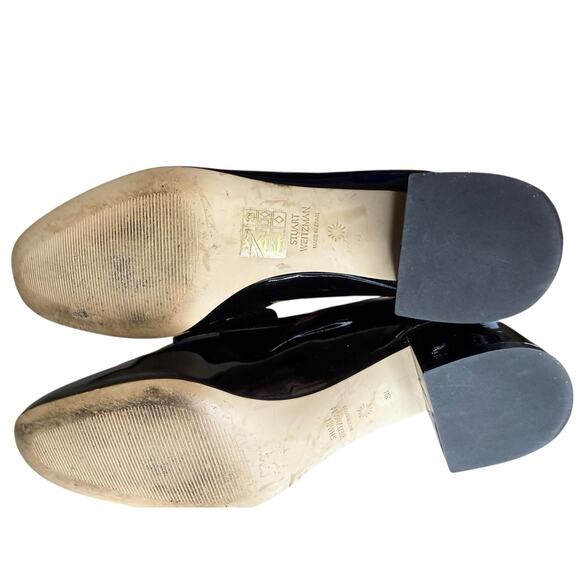 Stuart Weitzman Sleek 60 Black Patent Leather Loafer Heels Size 8B with Dustbag - Picture 11 of 12